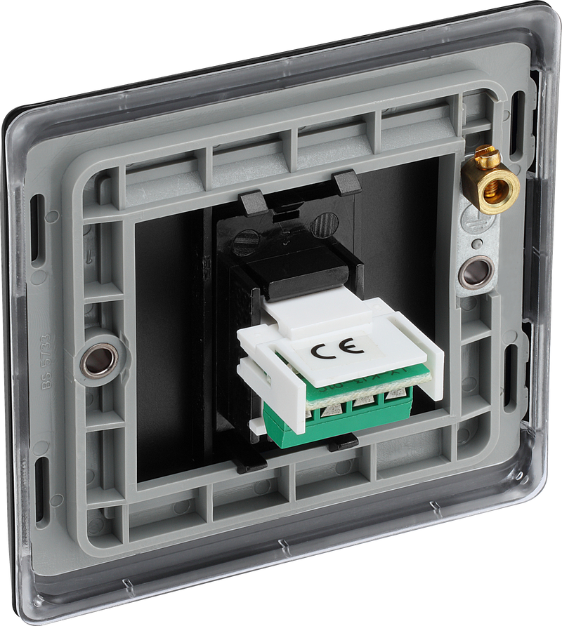 BG Electrical Nexus Metal Matt Black - Single, RJ11 telephone socket