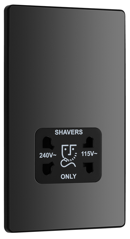 BG Electrical Evolve Black Chrome - 115/240V dual voltage shaver socket