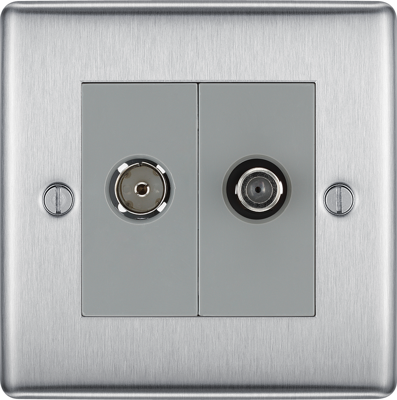 BG Electrical Nexus Metal Brushed Steel - Double, satellite and co-axial