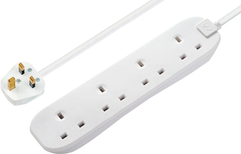 Masterplug Basic - 4 Sockets, 3m, 13A, White