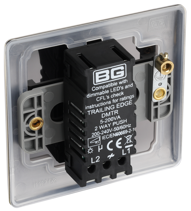 BG Electrical Nexus Metal Antique Brass - Single, 2 way push 200W