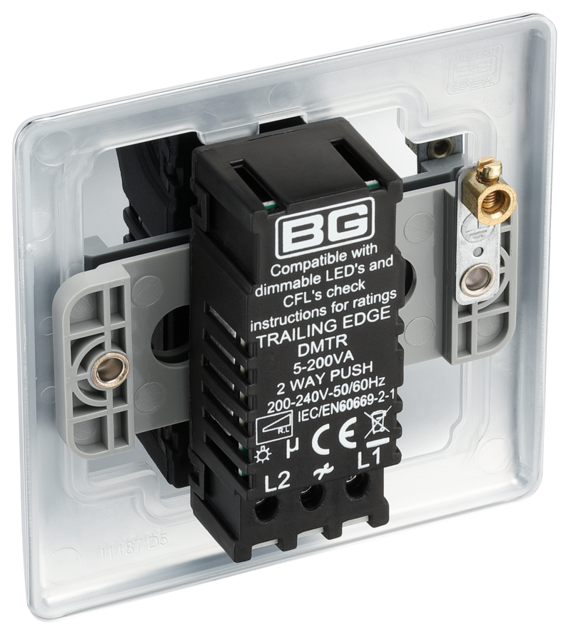 BG Electrical Nexus Metal Polished Chrome - Single, 2 way push 200W