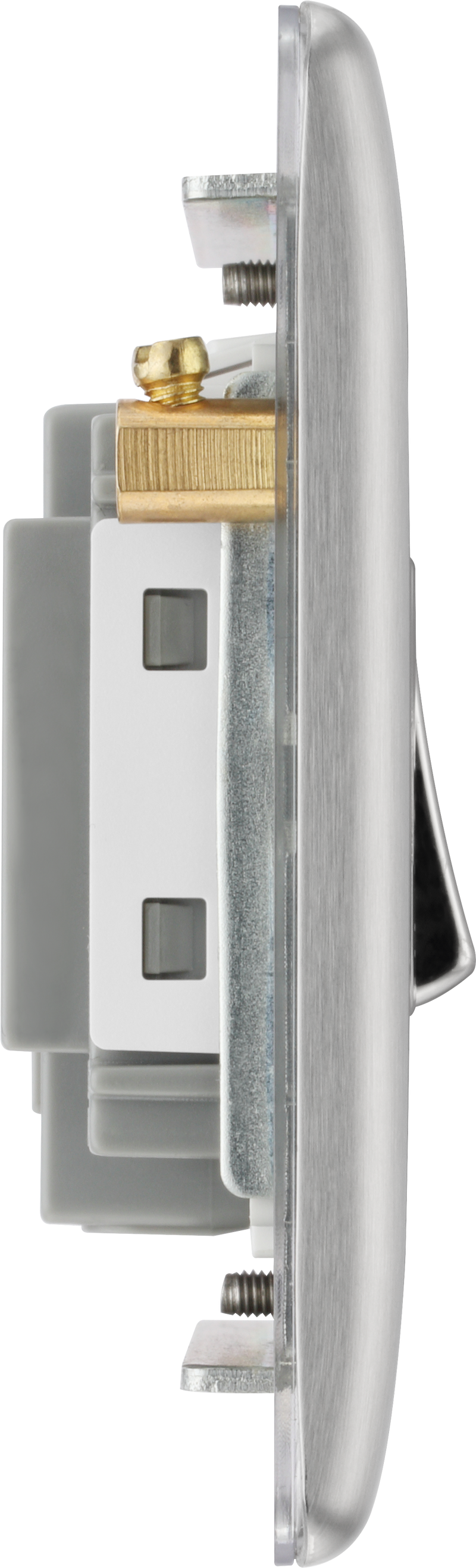 BG Electrical Nexus Metal Brushed Steel - Triple pole, fused, fan isolator
