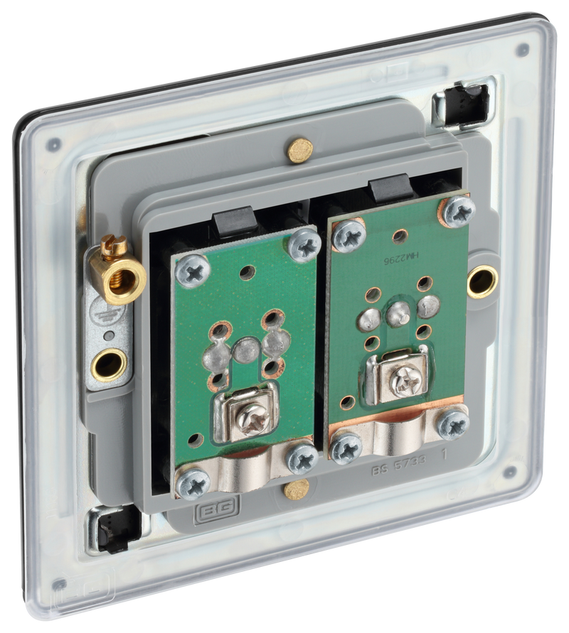 BG Electrical Flatplate Screwless Matt Black - Double co-axial