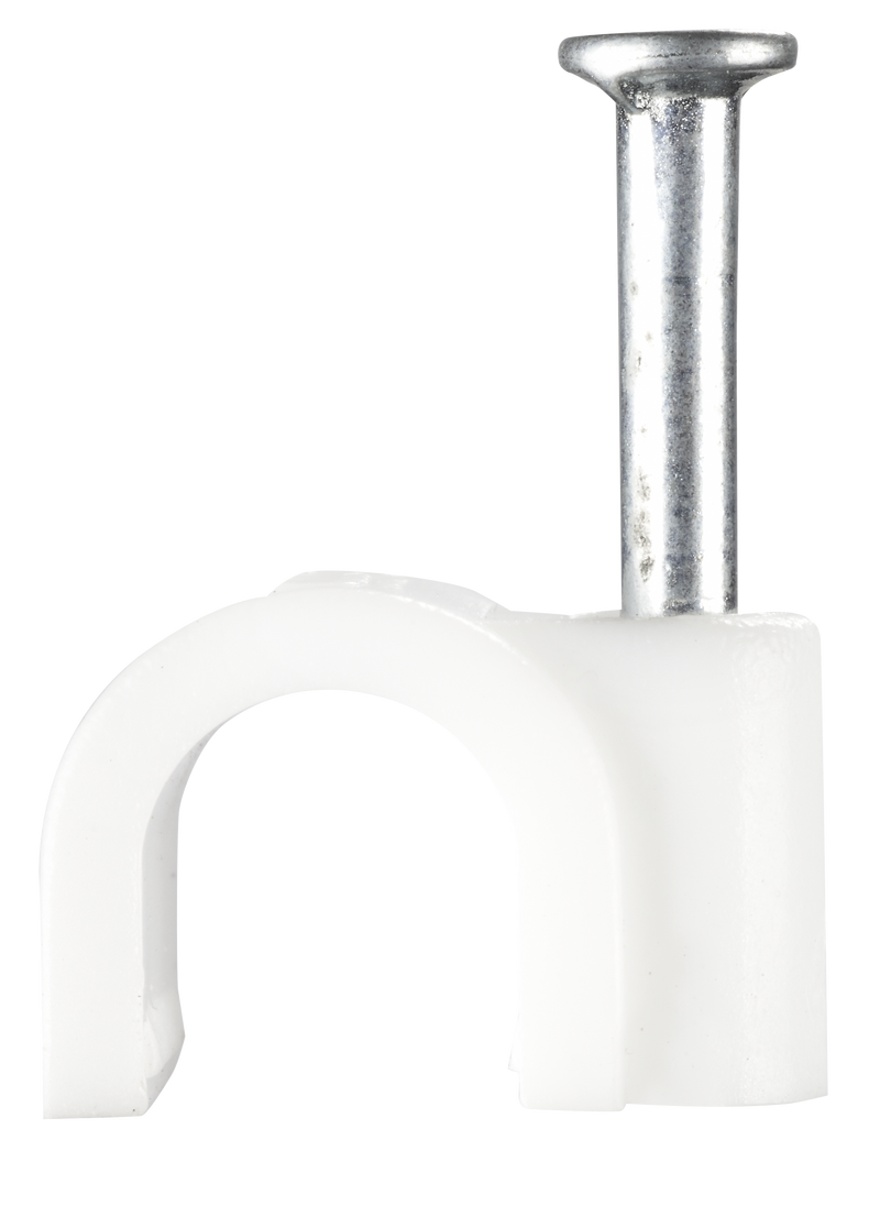 BG Electrical Contractor - Round cable clips, white, 6mm, 50pk