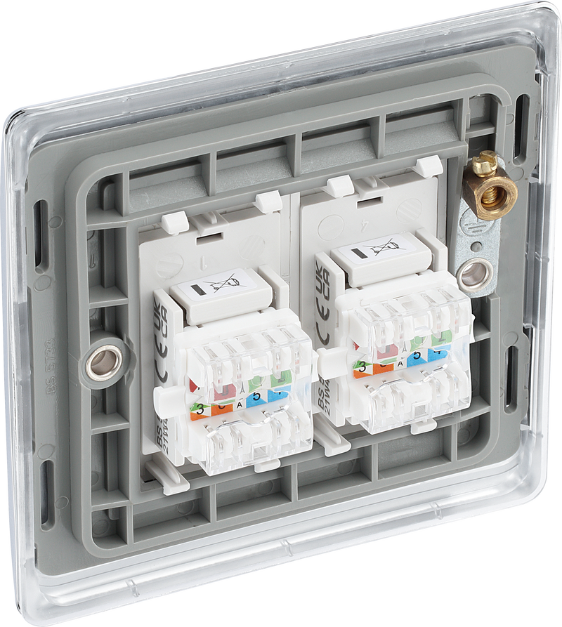 BG Electrical Nexus Metal Polished Chrome - Double, RJ45 data socket
