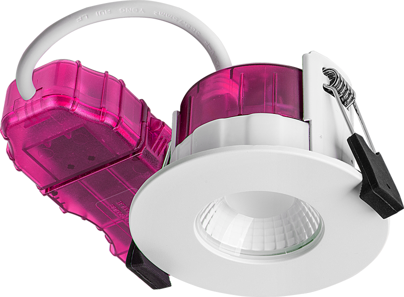Luceco Elite - FType Elite Fire Rated Downlight 4W/6W 690lm Power Change with 4Colour CCT 2700, 3000, 4000K, 6000K Dimmable IP65 White - Flat - 10 pack
