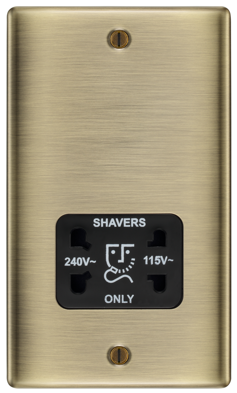 BG Electrical Nexus Metal Antique Brass - 115/240V dual voltage shaver socket