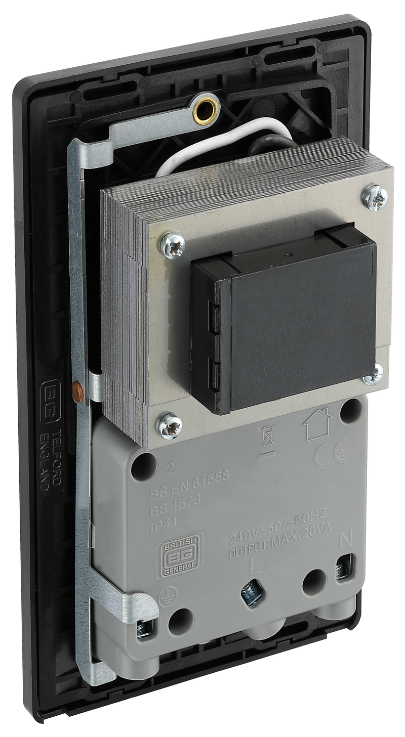 BG Electrical Evolve Satin Brass - 115/240V dual voltage shaver socket