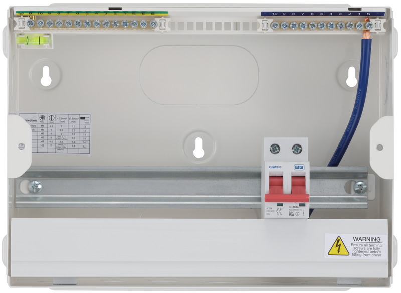 BG Circuit Protection Main Switch - 12 module, 10 way, 100A Main Switch
