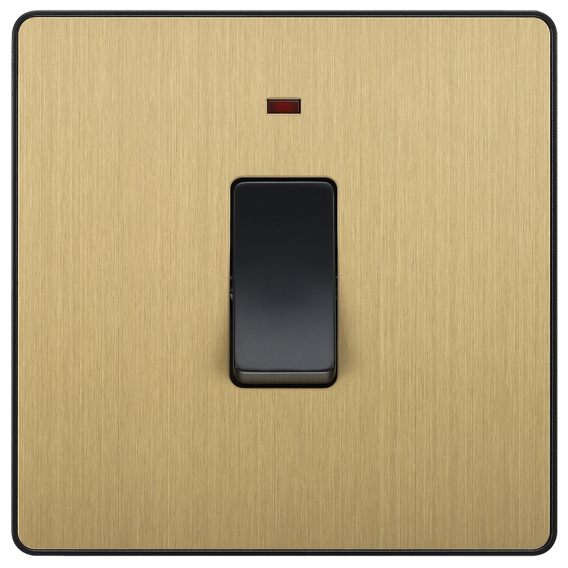 BG Electrical Evolve Satin Brass - 20A, double pole, with indicator