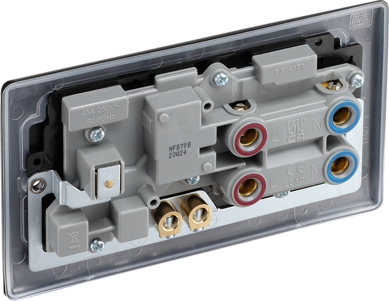 BG Electrical Nexus Metal Matt Black - 45A double pole, with switched socket and indicators