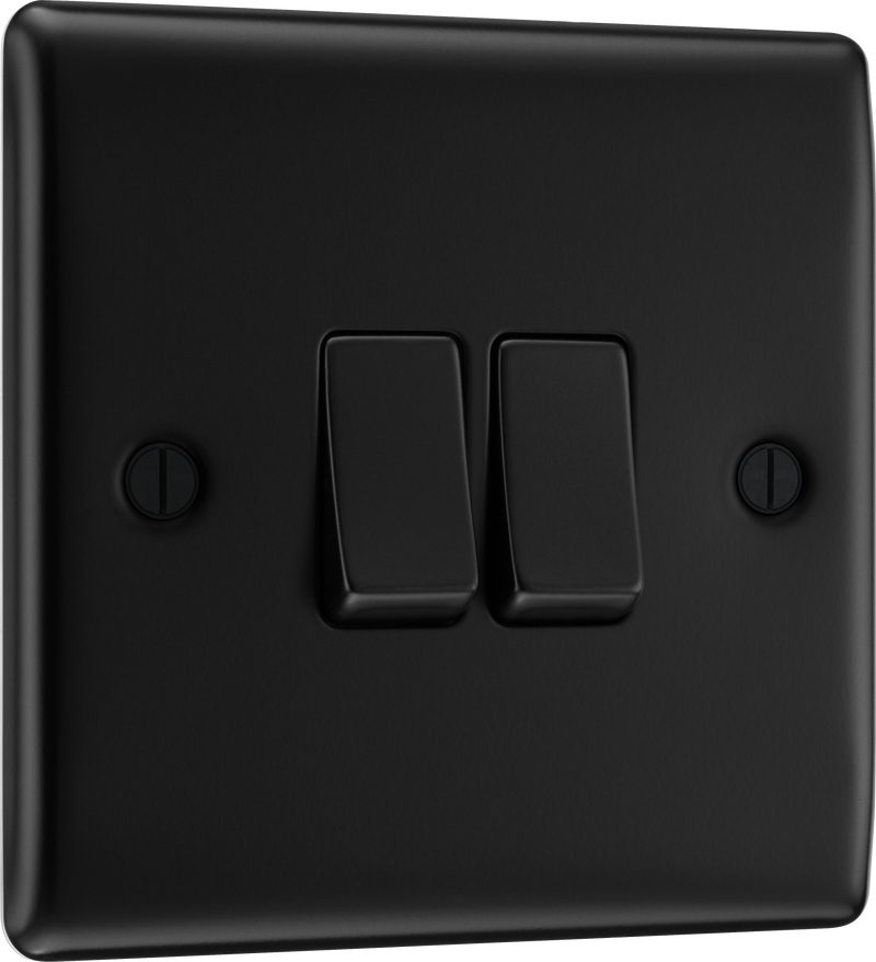 BG Electrical Nexus Metal Matt Black - Double, 2 way switch