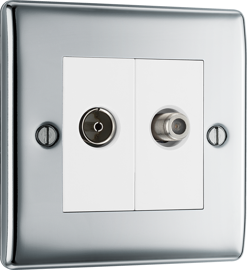 BG Electrical Nexus Metal Polished Chrome - Double, satellite and co-axial