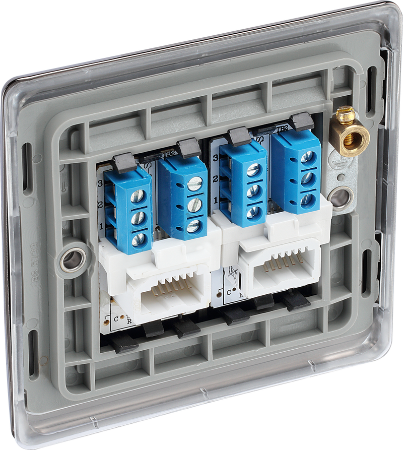BG Electrical Nexus Metal Black Nickel - Double, telephone socket, secondary