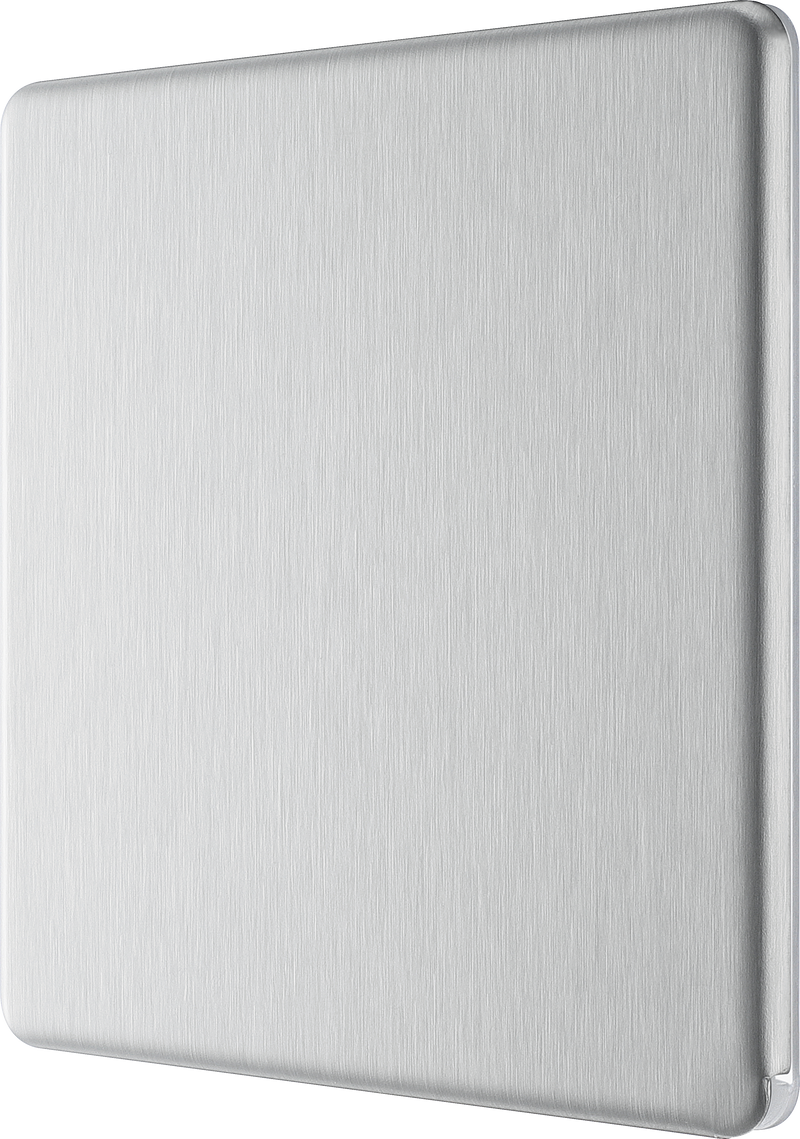 BG Electrical Flatplate Screwless Brushed Steel - Single, blank plate
