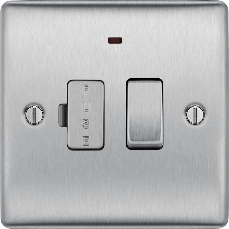 BG Electrical Nexus Metal Brushed Steel - Switched and fused with indicator