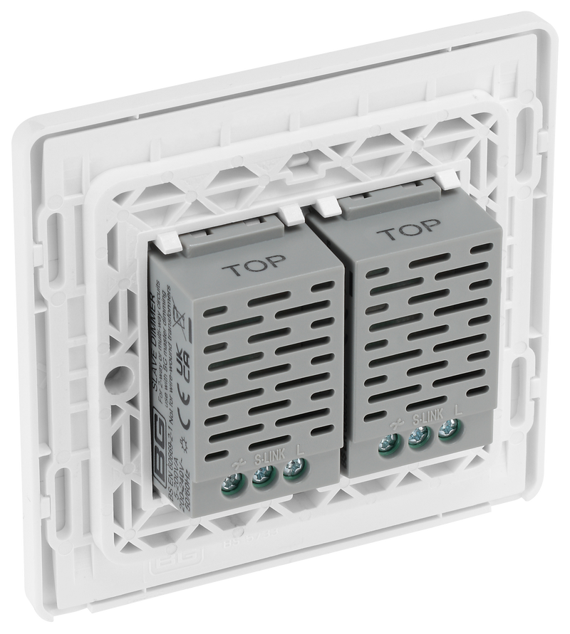 BG Electrical Evolve Brushed Steel - Double, 2 way touch, 200W, secondary