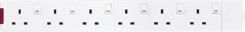 Masterplug Switched - 6 Sockets, 13A, White