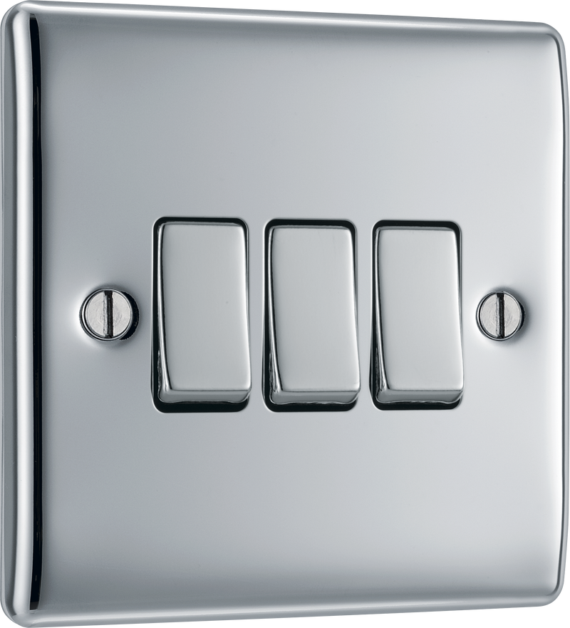 BG Electrical Nexus Metal Polished Chrome - Triple, 2 way switch