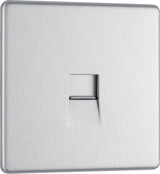 BG Electrical Flatplate Screwless Brushed Steel - Single, telephone socket, master