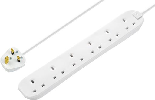 Masterplug Basic - 6 Sockets, 1m, 13A, White