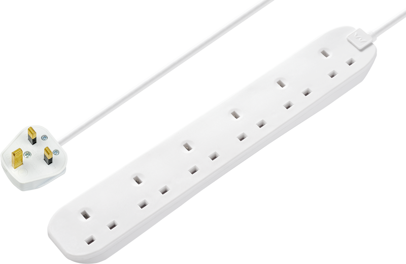 Masterplug Basic - 6 Sockets, 1m, 13A, White