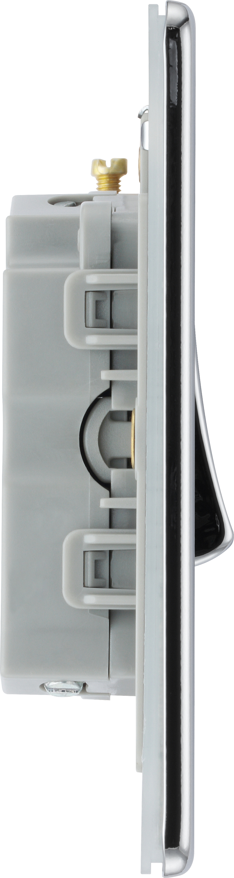 BG Electrical Flatplate Screwless Polished Chrome - Triple, 2 way switch