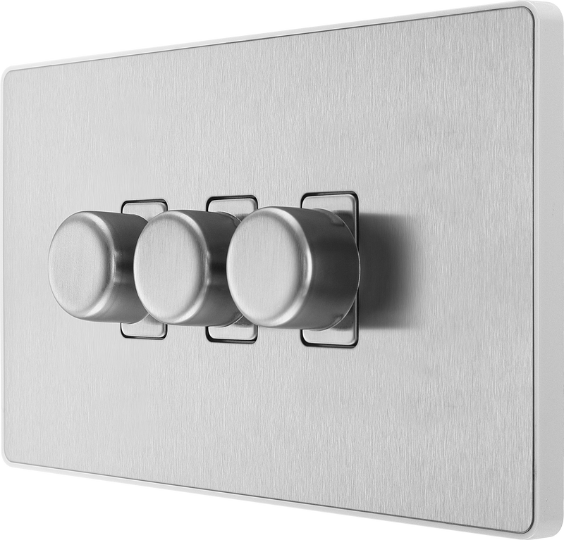 BG Electrical Evolve Brushed Steel - Triple, 2 way push 200W