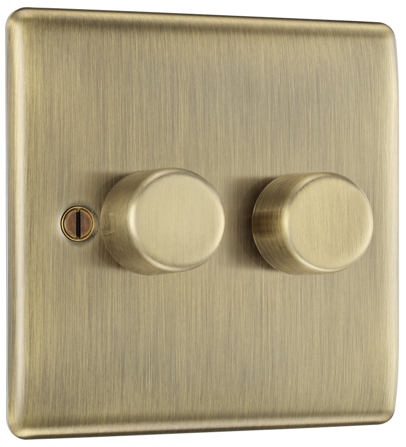 BG Electrical Nexus Metal Antique Brass - Double, 2 way push 200W