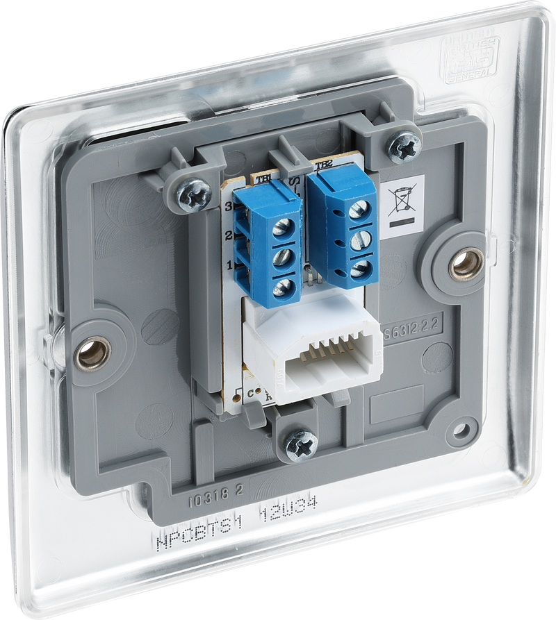 BG Electrical Nexus Metal Polished Chrome - Single, telephone socket, secondary