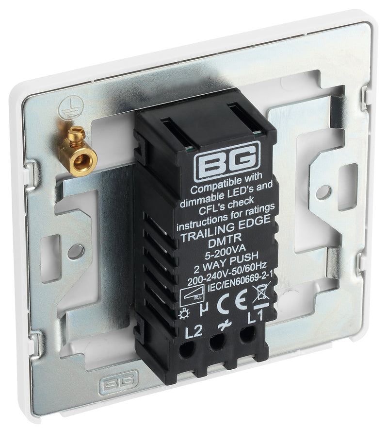 BG Electrical Evolve Brushed Steel - Single, 2 way push 200W