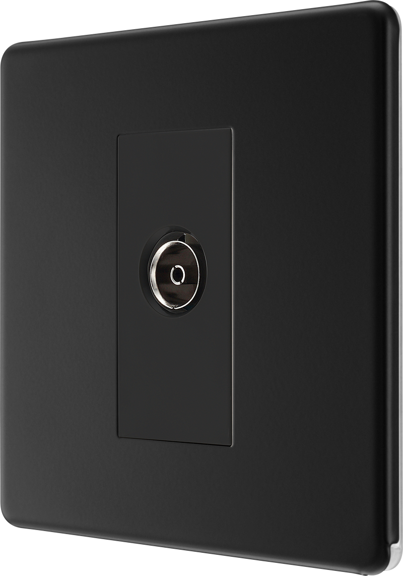 BG Electrical Flatplate Screwless Matt Black - Single isolated, co-axial