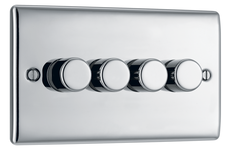 BG Electrical Nexus Metal Polished Chrome - Quadruple, 2 way push 200W