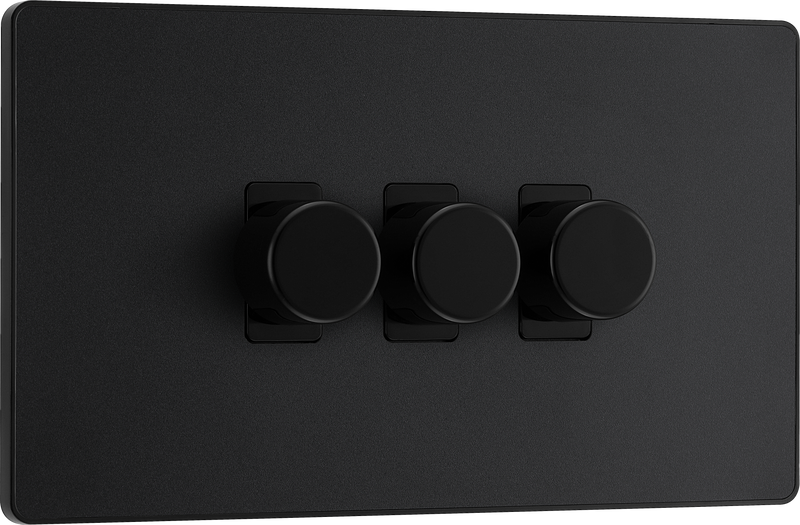 BG Electrical Evolve Matt Black - Triple, 2 way push 200W