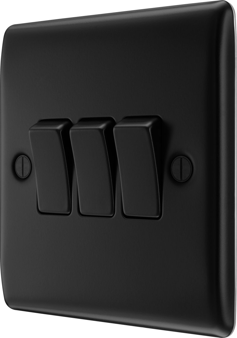 BG Electrical Nexus Metal Matt Black - Triple, 2 way switch