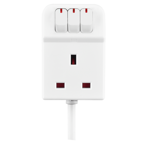 Masterplug Basic - 3 Sockets, 2m, 13A, White