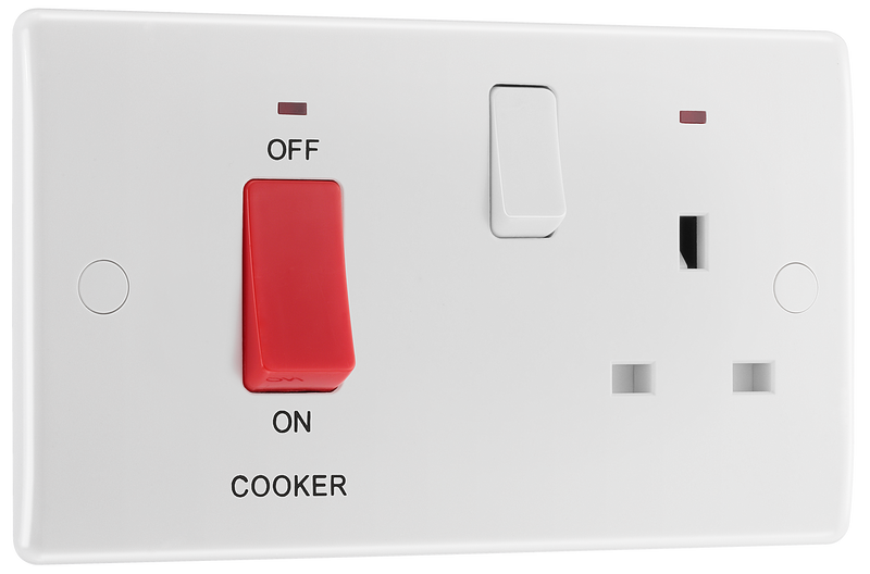 BG Electrical 800 Series - 45A double pole, with switched socket and indicators