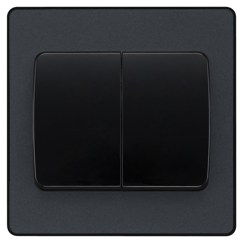 BG Electrical Evolve Matt Grey - Double, 2 way switch, wide rocker