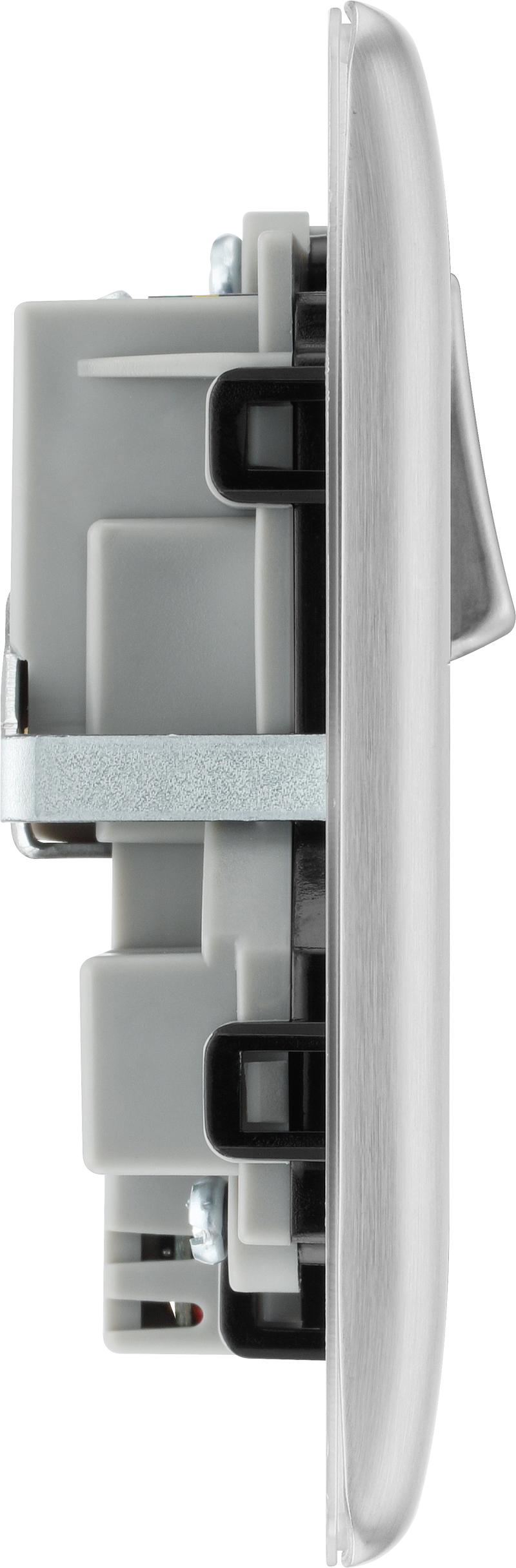 BG Electrical Nexus Metal Brushed Steel - Double switched single pole, with USB A + C (12W)