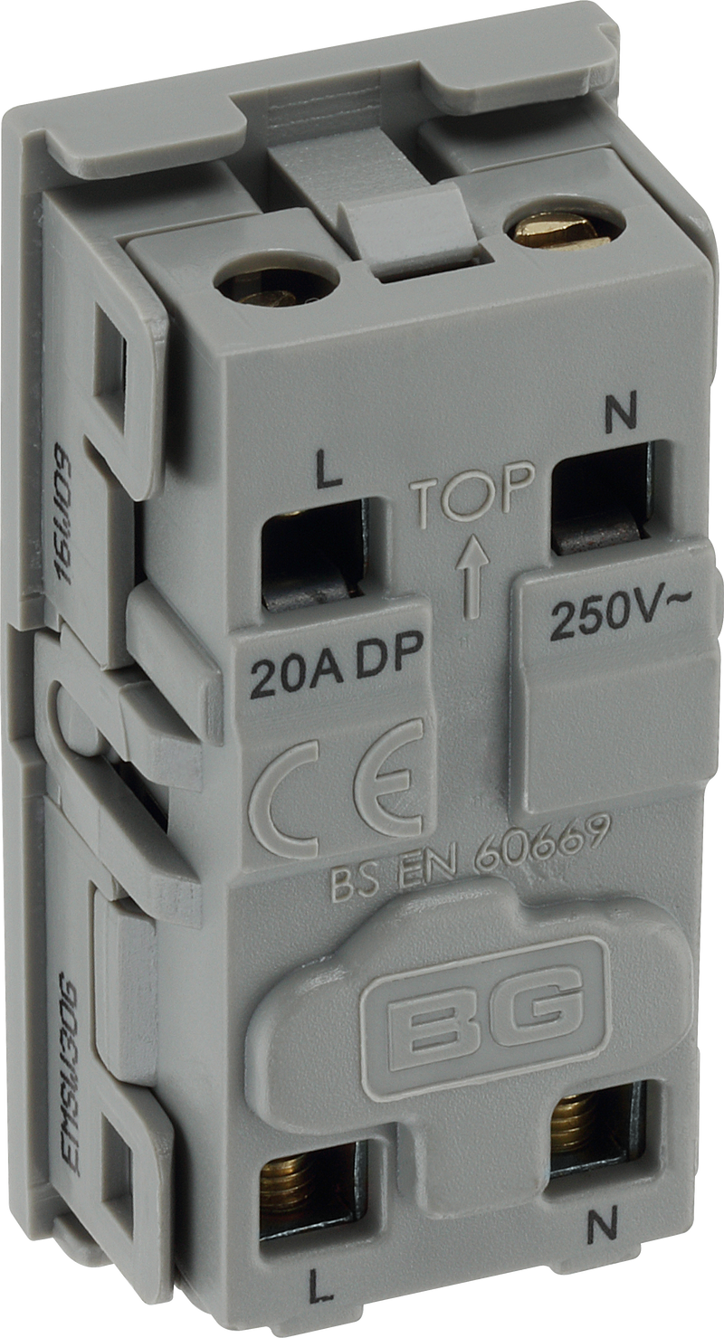 BG Electrical Euro Module - 20 Amp double pole switch