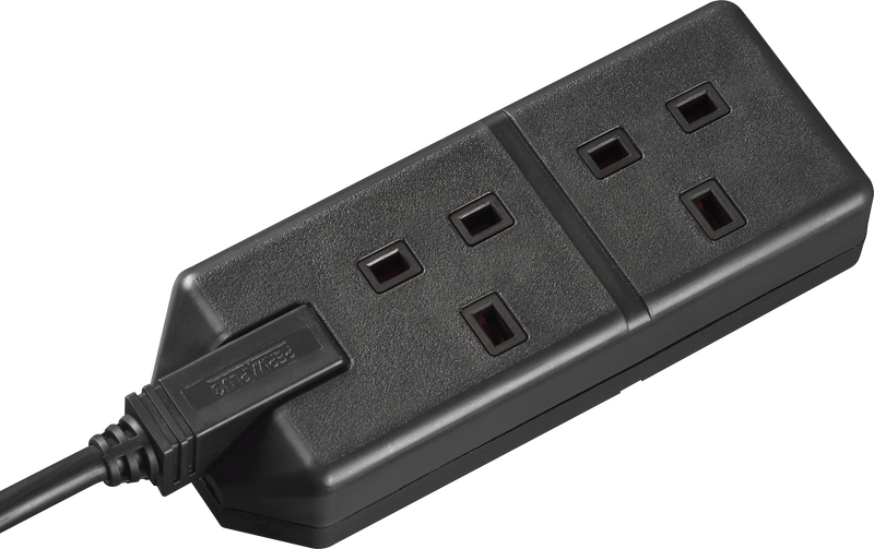 Masterplug Work - 2 Sockets, 4m, 13A, Black
