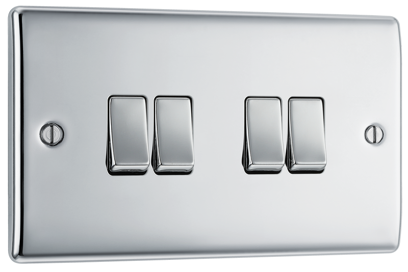 BG Electrical Nexus Metal Polished Chrome - Quadruple, 2 way switch