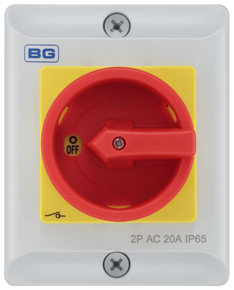 BG Circuit Protection Rotary Isolator 2 Pole - 20A, 2-Pole AC, Rotary Isolator