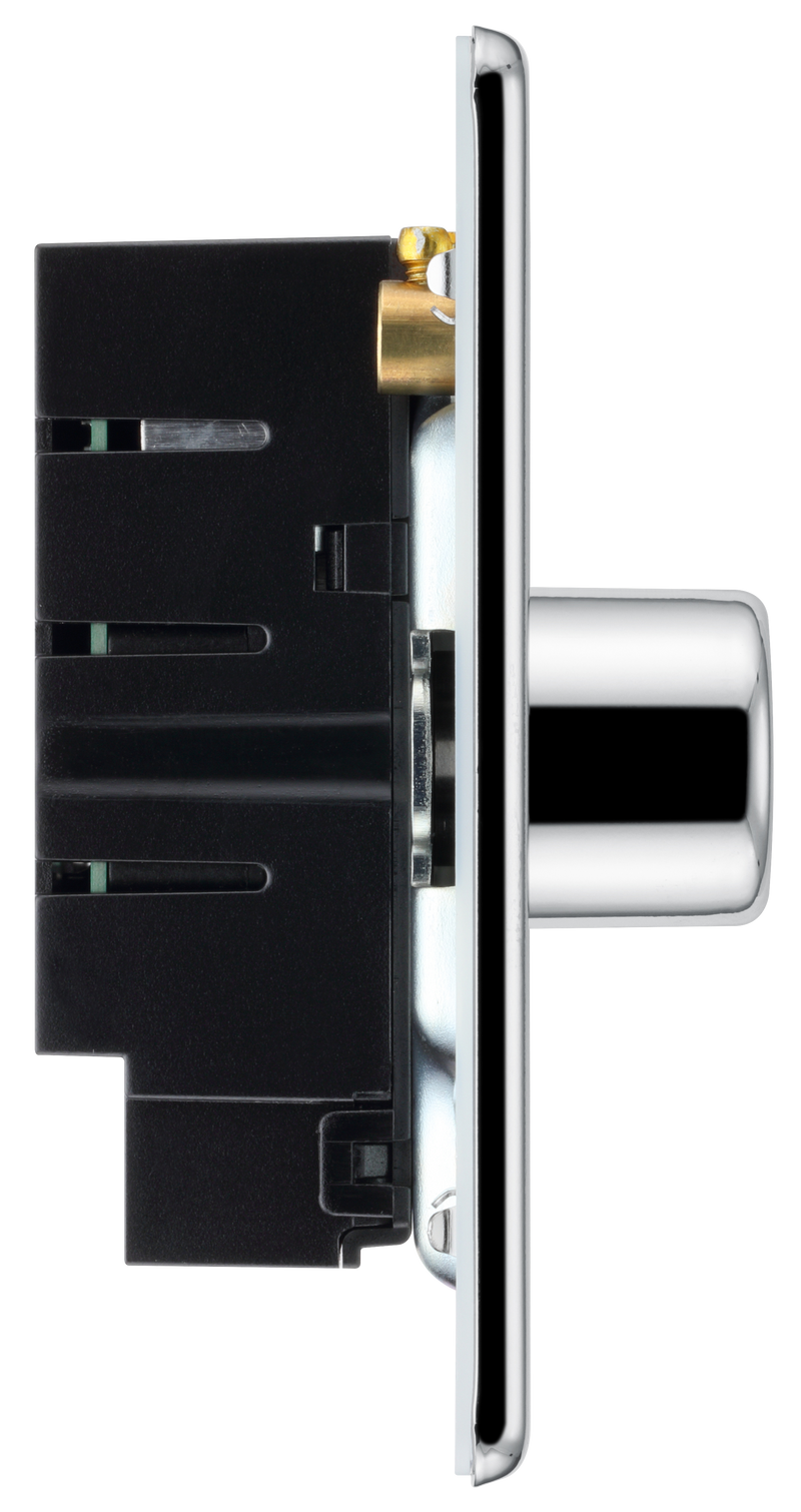 BG Electrical Flatplate Screwless Polished Chrome - Triple, 2 way push 200W