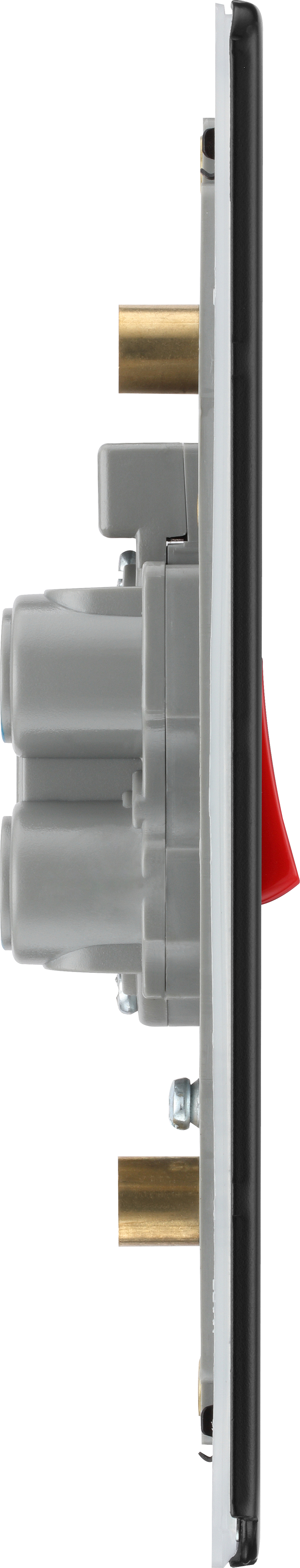 BG Electrical Flatplate Screwless Matt Black - 45A, double pole, large plate, with indicator