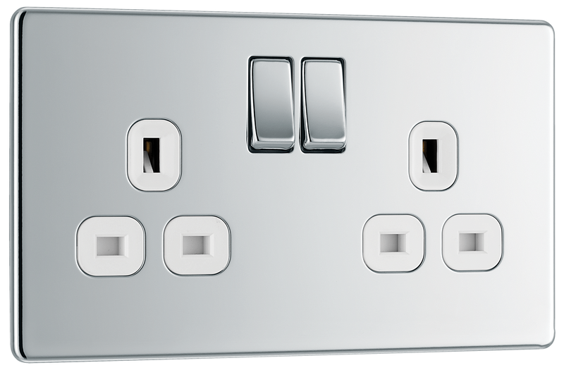BG Electrical Flatplate Screwless Polished Chrome - Double switched, double pole