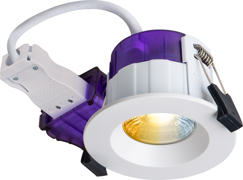 Luceco Ftype Ultra - FType Ultra Fire Rated Downlight 4W/6W 690lm Power Change & CCT Change 3000K / 4000K Dim2Warm Dimmable IP65 White - Regressed