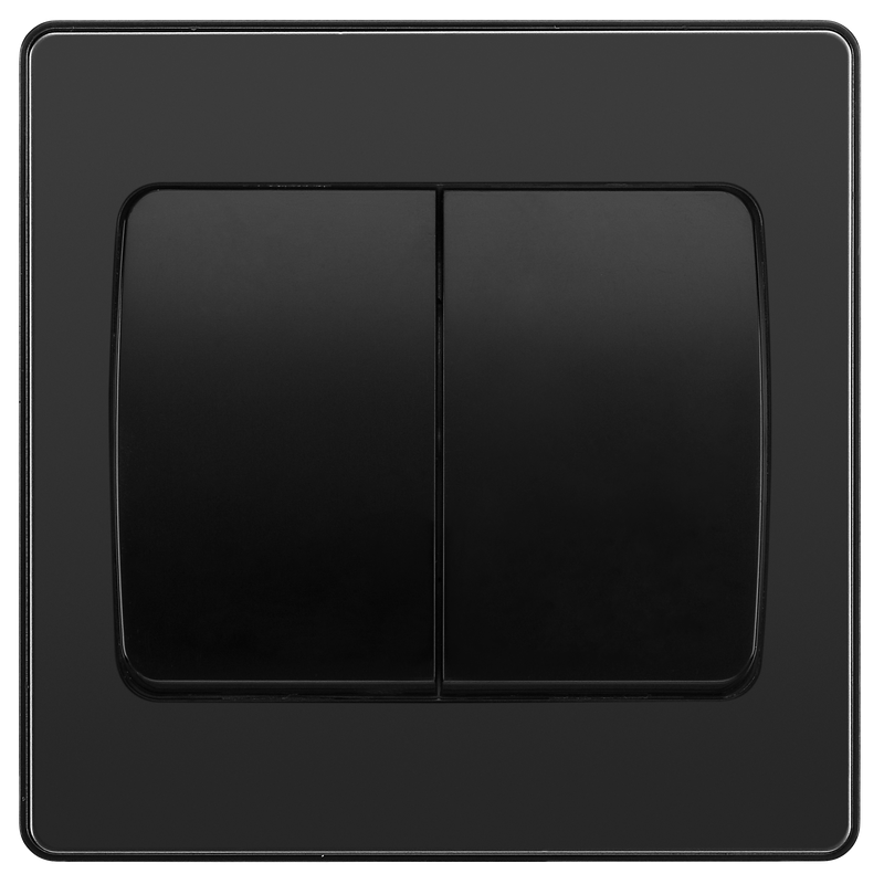 BG Electrical Evolve Black Chrome - Double, 2 way switch, wide rocker