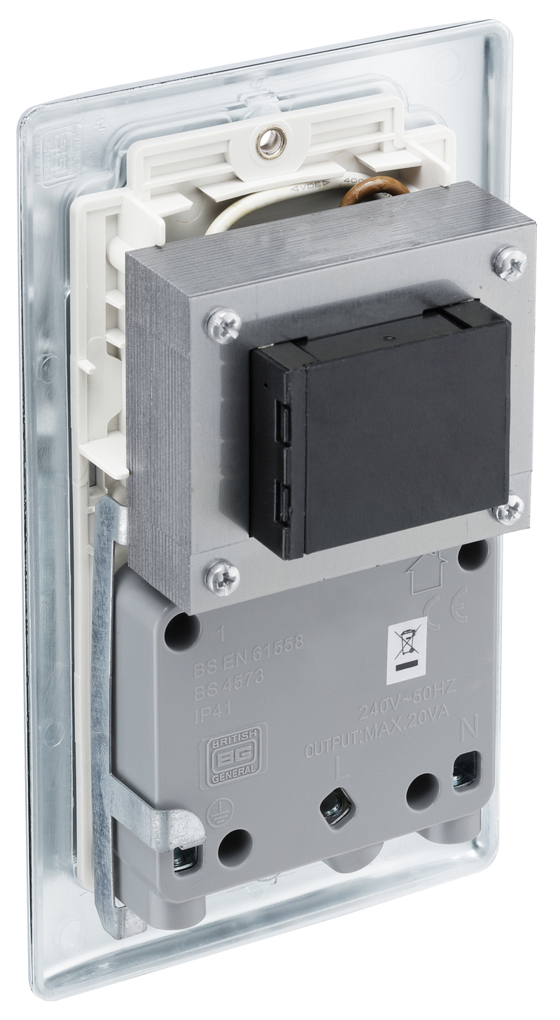 BG Electrical Nexus Metal Polished Chrome - 115/240V dual voltage shaver socket